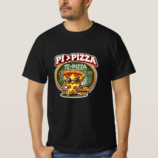 Funny Math Teacher Shirt – Pi Greater Than Pizza T (Front)