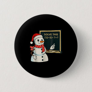 Funny Math Teacher Snowman Christmas Puzzle Winter 6 Cm Round Badge