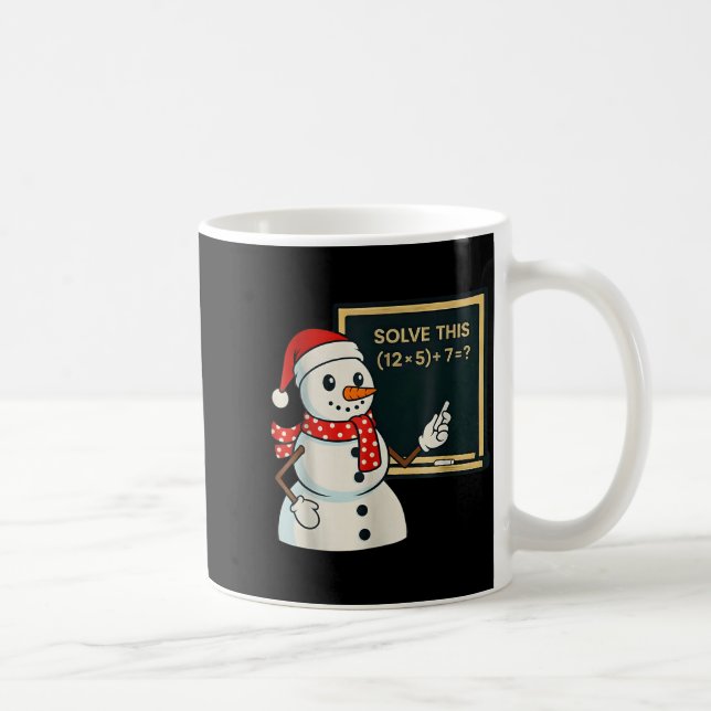 Funny Math Teacher Snowman Christmas Puzzle Winter Coffee Mug (Right)