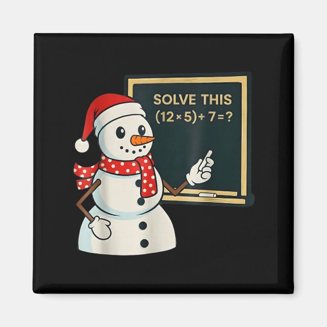 Funny Math Teacher Snowman Christmas Puzzle Winter Magnet (Front)