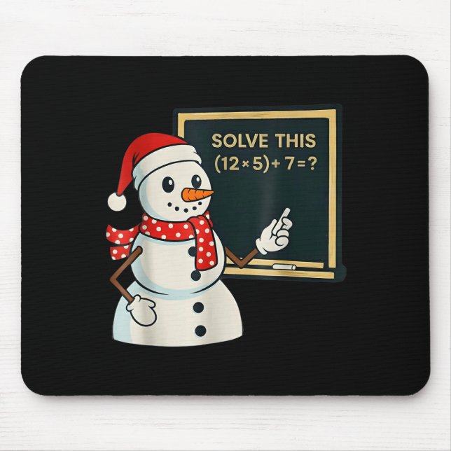 Funny Math Teacher Snowman Christmas Puzzle Winter Mouse Mat (Front)