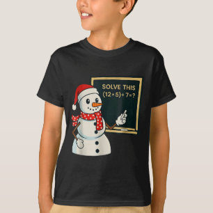 Funny Math Teacher Snowman Christmas Puzzle Winter T-Shirt