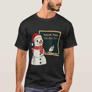 Funny Math Teacher Snowman Christmas Puzzle Winter T-Shirt