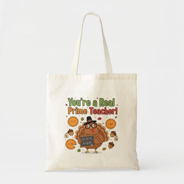 Funny Math Teacher Thanksgiving Tote Bag – Turkey (Front)