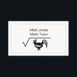 Funny Math Tutor or Teacher Square Root Of Chicken Business Card<br><div class="desc">This funny math tutor business card features a what is the "square root of a chicken" on the front and on the back side the classic math problem: "if two trains left the station at the same time and one is going 45 mph and the other is going 60 mph......</div>