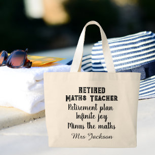 Funny maths teacher retirement  large tote bag