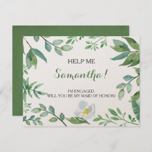Funny MATRON OF HONOR PROPOSAL card, Greenery Invitation