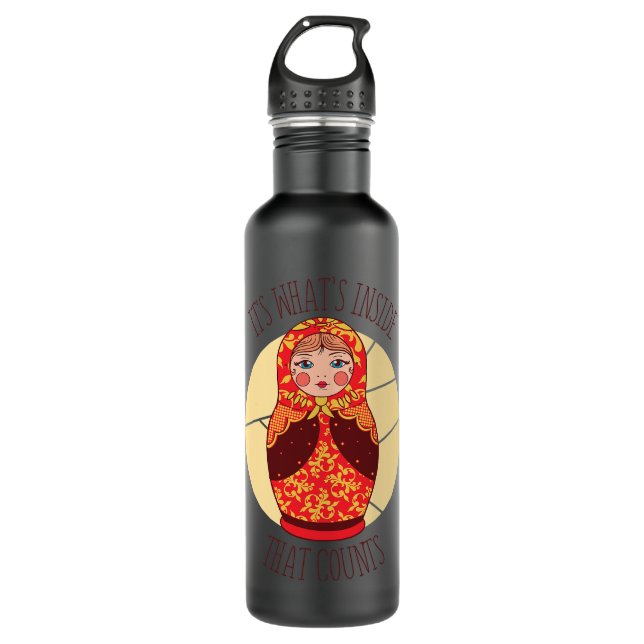 Funny Matryoshka Russian Nesting Dolls 710 Ml Water Bottle (Front)