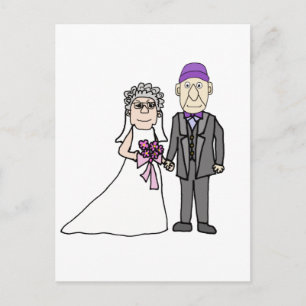Funny Mature Bride and Groom Wedding Seniors Postcard