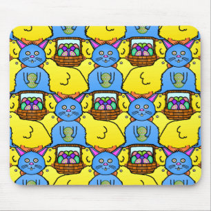 Funny MC Easter Bunny Chicks Tessellation Pattern Mouse Mat