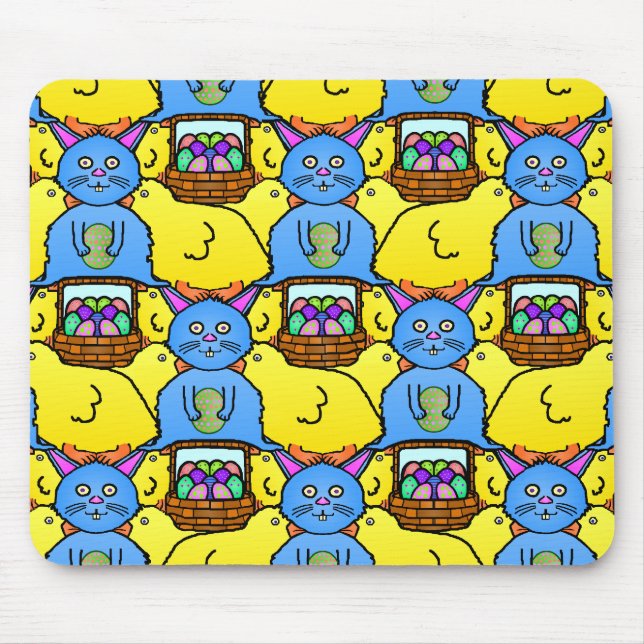Funny MC Easter Bunny Chicks Tessellation Pattern Mouse Mat (Front)