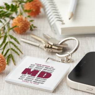 Funny MD Alert Custom CNA/LPN/EMT/PA/RN/RT/NP Key Ring