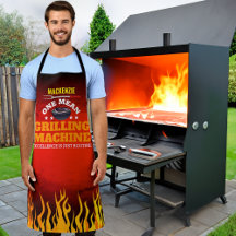 Funny Mean Grilling Machine with Name and Flame