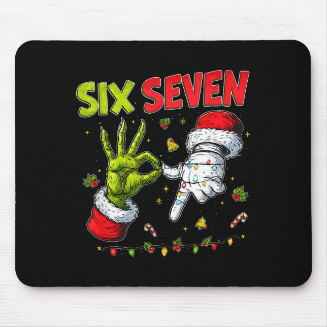 Funny Mean Guy Christmas Viral 6 7 Six Seven Meme  Mouse Mat (Front)