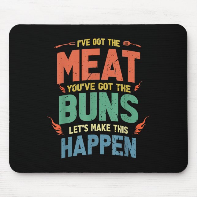 Funny Meat And Buns Bbq Gift For Grill Lovers  Mouse Mat (Front)