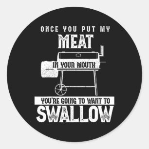 Funny Meat Smoke Grilling Party Bbq Smoking Pig Po Classic Round Sticker