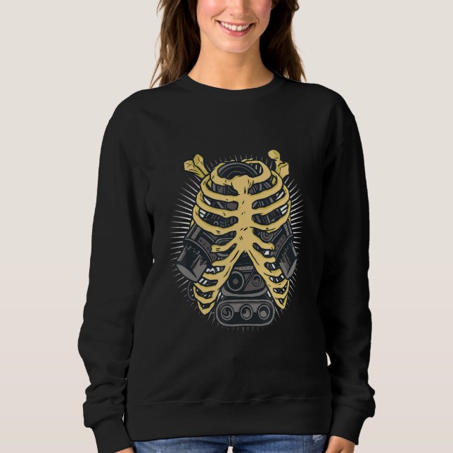 Funny Mechanic Car Engineer Skeleton Mechanics Fat Sweatshirt (Front)