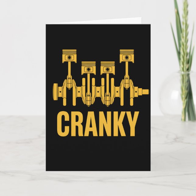 Funny Mechanic Cranky Engine Crankshaft Card (Front)