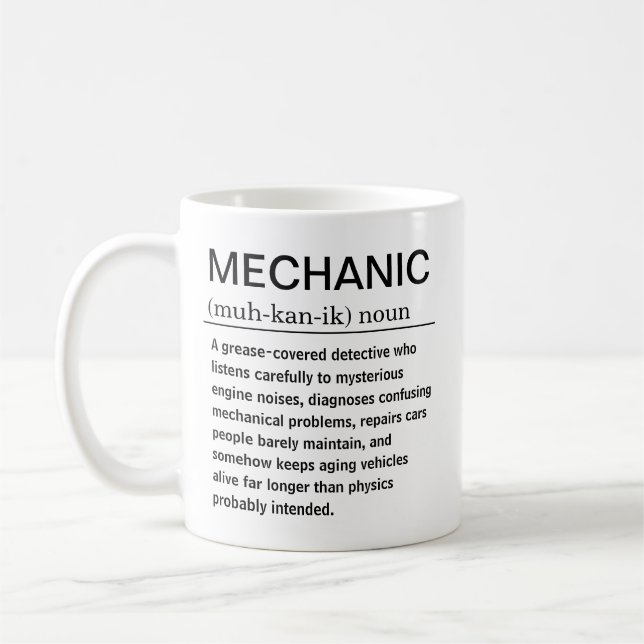 Funny Mechanic Definition Coffee Mug (Left)