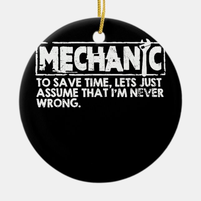 Funny Mechanic Engineer Repairman Technician Ceramic Tree Decoration (Front)
