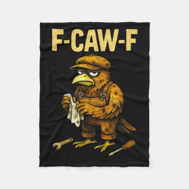 Funny Mechanic F Caw F Crow Fcawf Raven Mechanics  Fleece Blanket (Front)