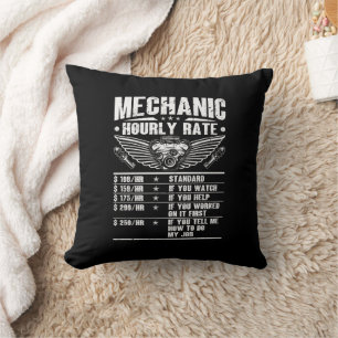 Funny Mechanic Hourly Rate Auto Car Mechanic Labou Cushion