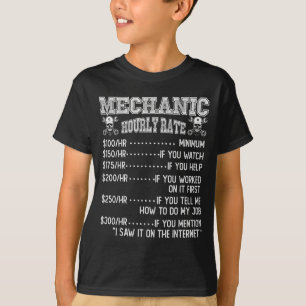 Funny Mechanic Hourly Rate Joke Design T-Shirt