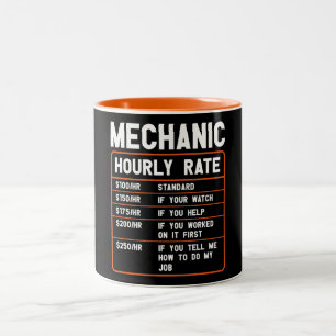 Funny Mechanic Hourly Rate  Two-Tone Coffee Mug