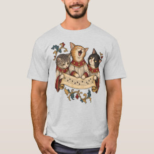 Funny Mediaeval Cat Choir in Illuminated Manuscrip T-Shirt