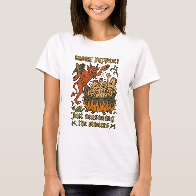 Funny Mediaeval Meme Devil Cartoon Halloween T-Shirt (Front)