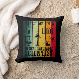 Funny medical lab tech scientist humour cushion