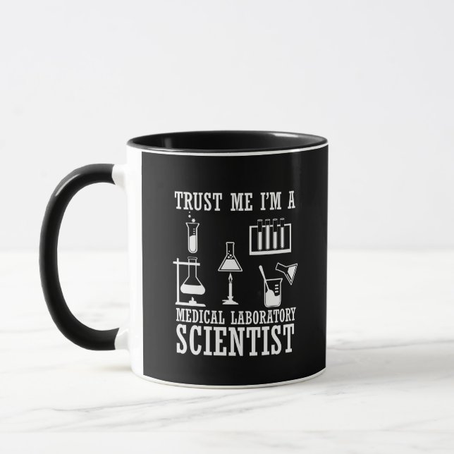 Funny medical lab tech scientist humour laboratory mug (Left)