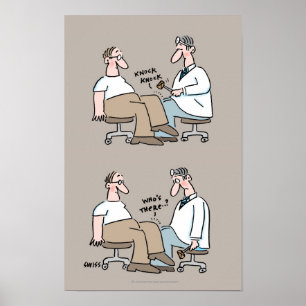 Funny Medical Office Poster Doctor Checks Reflexes