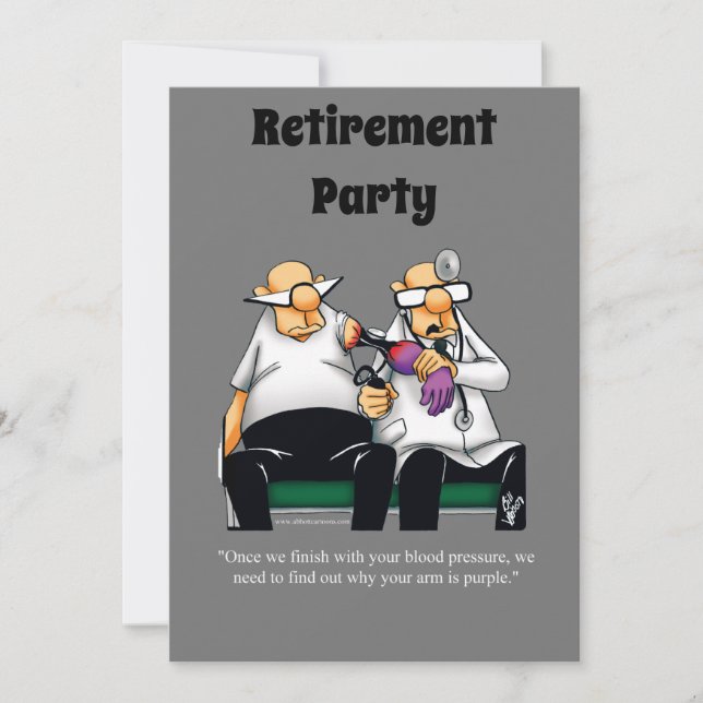 Funny Medical Retirement Humour Party Invitations (Front)