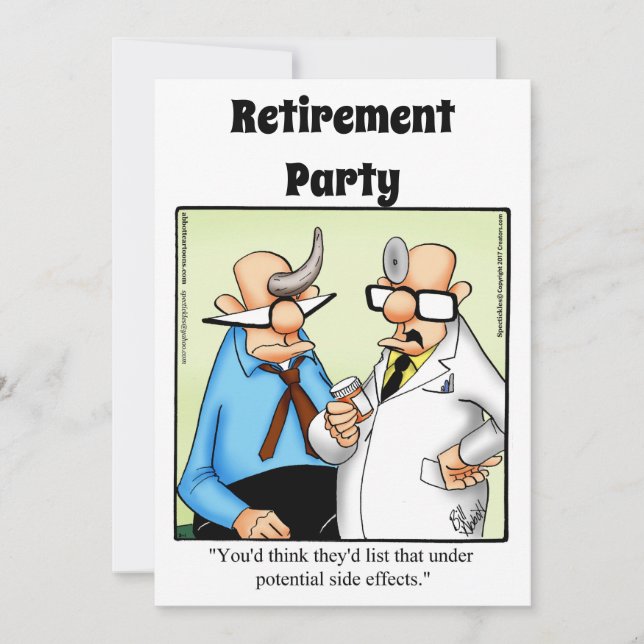 Funny Medical Retirement Humour Party Invitations (Front)