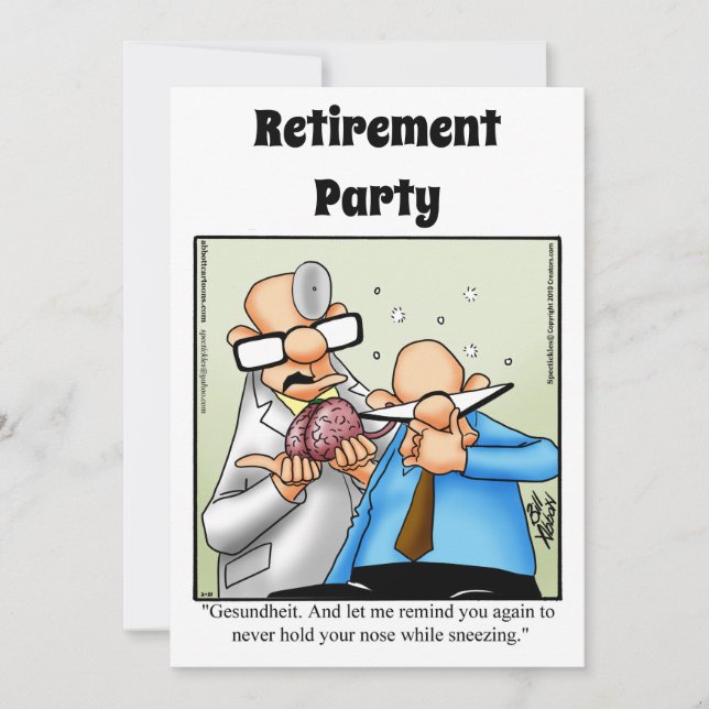 Funny Medical Retirement Humour Party Invitations (Front)