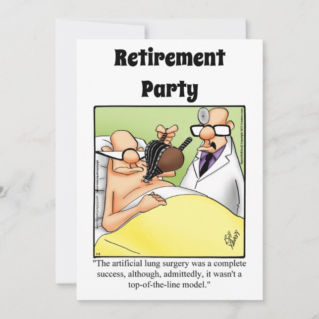 Funny Medical Retirement Humour Party Invitations (Front)
