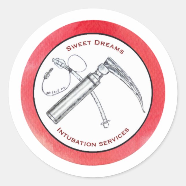Funny medical ticker for anaesthesiologist classic round sticker (Front)