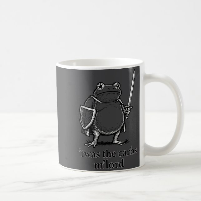Funny Medieval Frog Meme Carbs Knight M'lord Quote Coffee Mug (Right)