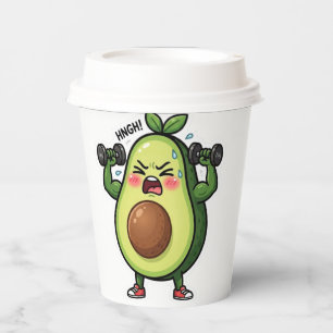 Funny Meditating Avocado Lifting Weights Gym Humou Paper Cups