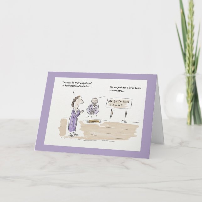 Funny Meditation Happy Birthday Greeting Card (Front)