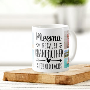 Funny Meema Grandchildren Names & Photo Collage Coffee Mug
