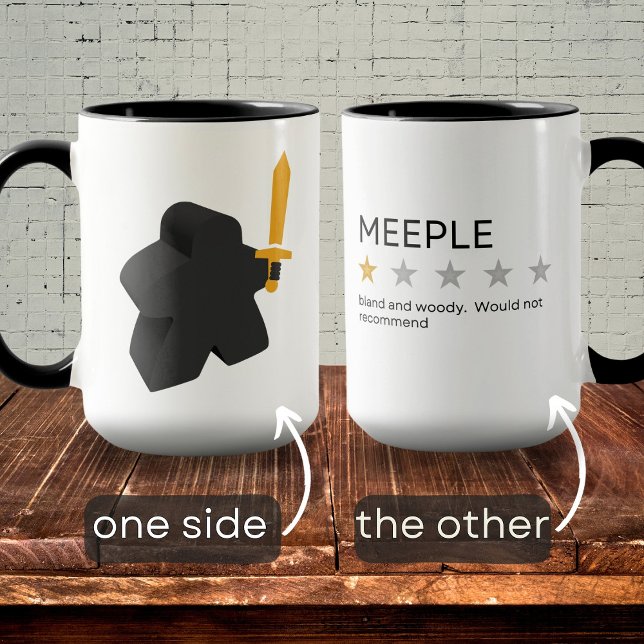 Funny Meeple Star Review Sword Board Game Two-Tone Coffee Mug (Creator Uploaded)