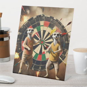 Funny Meerkat Darts Superstars, Pedestal Sign