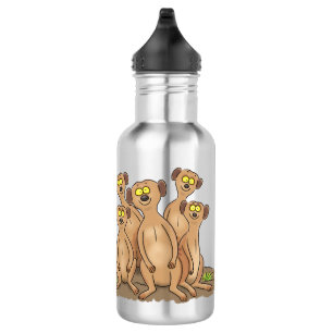 Funny meerkat family cartoon illustration 532 ml water bottle