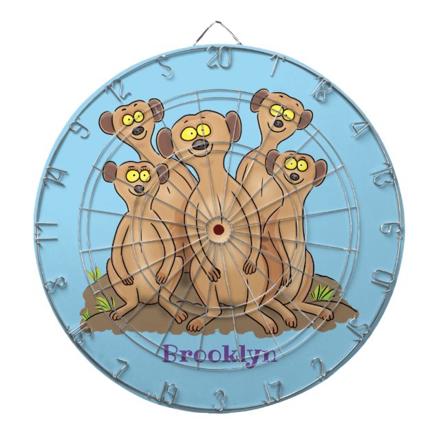 Funny meerkat family cartoon illustration dartboard (Front)