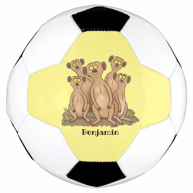 Funny meerkat family cartoon illustration football (Front)