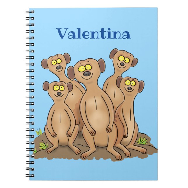 Funny meerkat family cartoon illustration notebook (Front)