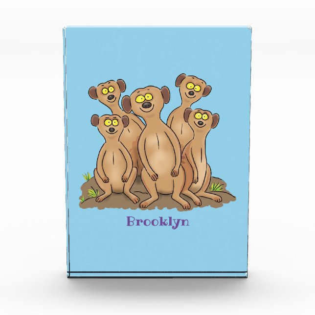 Funny meerkat family cartoon illustration photo block (Front)