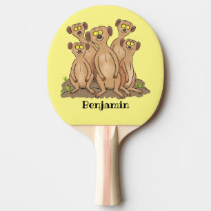 Funny meerkat family cartoon illustration ping pong paddle